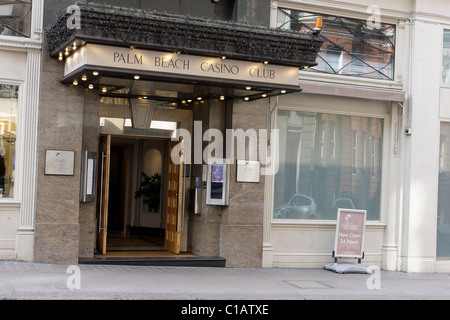 One of London`s gaming establishments the Palm Beach Casino Club,situated in Berkley Street,Mayfair. Stock Photo